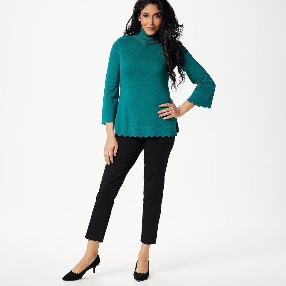 ISAACMIZRAHLIVE Turtleneck Medium Long Sleeve Cotton Rayon Large Sweater NEW